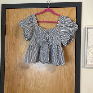 Navy and white stripped top